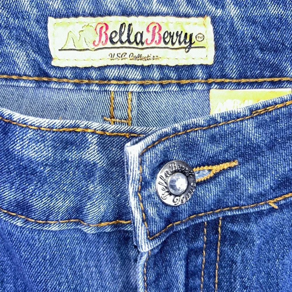 Bella Berry Jeans Womens 13 Skinny Low Rise Embroidered Denim Blue Jeans - Picture 3 of 11